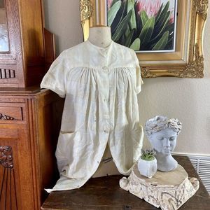 Vintage Bohemia Folk Costume Undershirt Long Shirt Slovakian Ethnic Window Pane